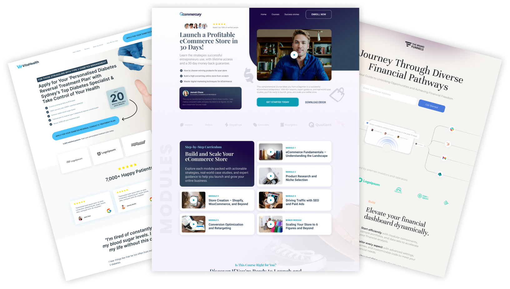 Landing page portfolio mockups from The Brand Funnels